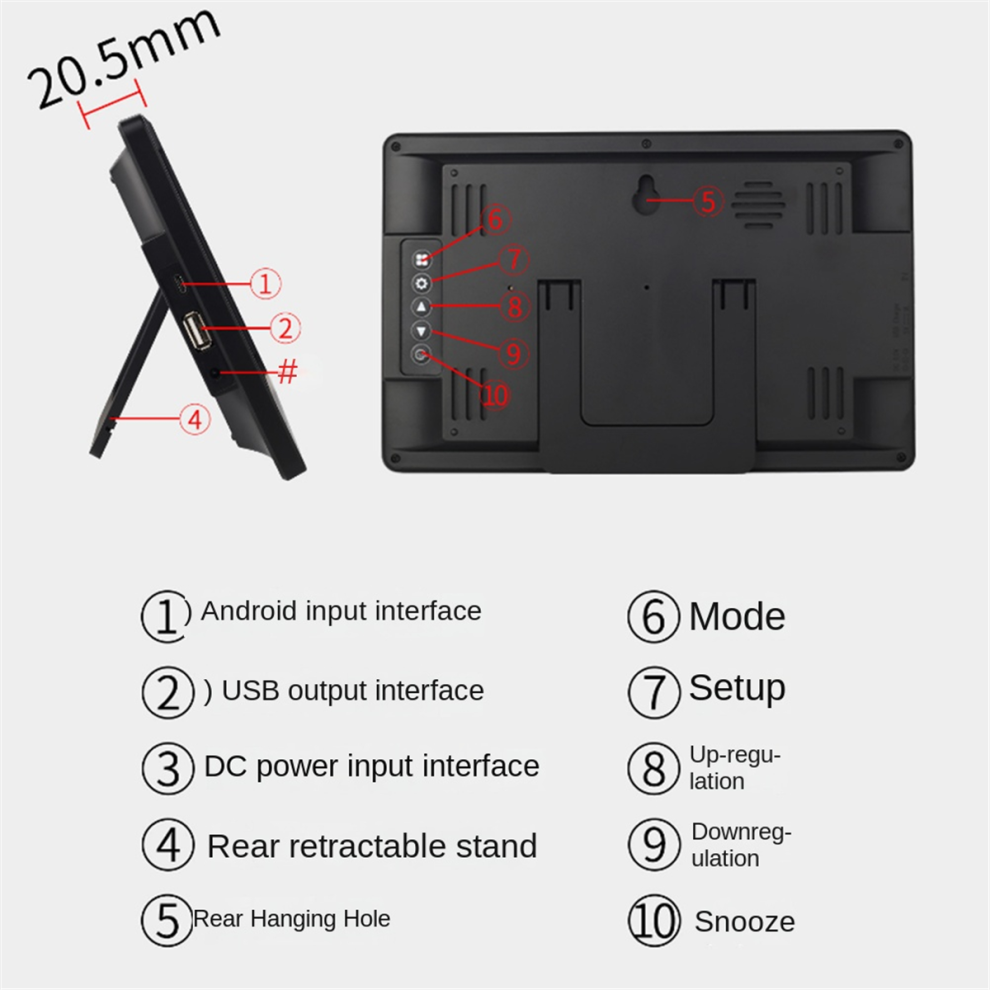 Sveglia Con Promemoria E Display Digitale A Colori Tft, Nera