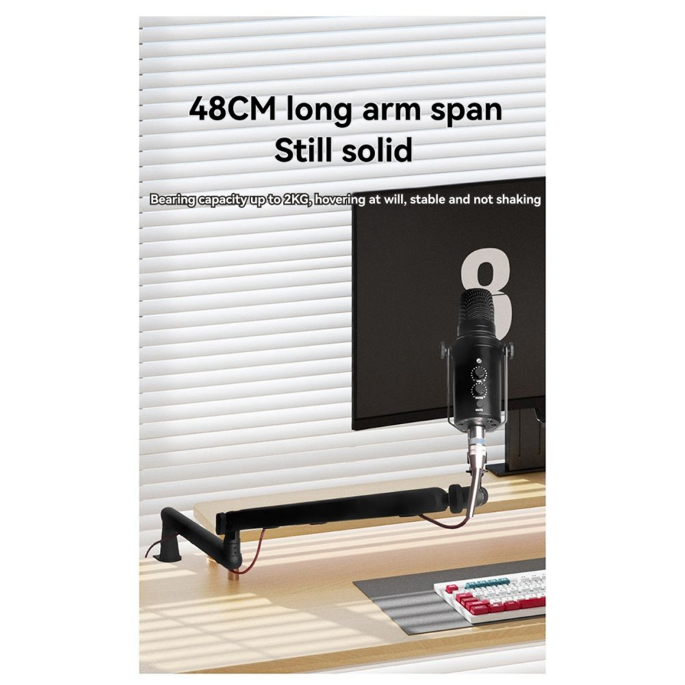 Supporto Per Microfono Ad Asta Regolabile, Con Clip Di Montaggio Da Tavolo, A