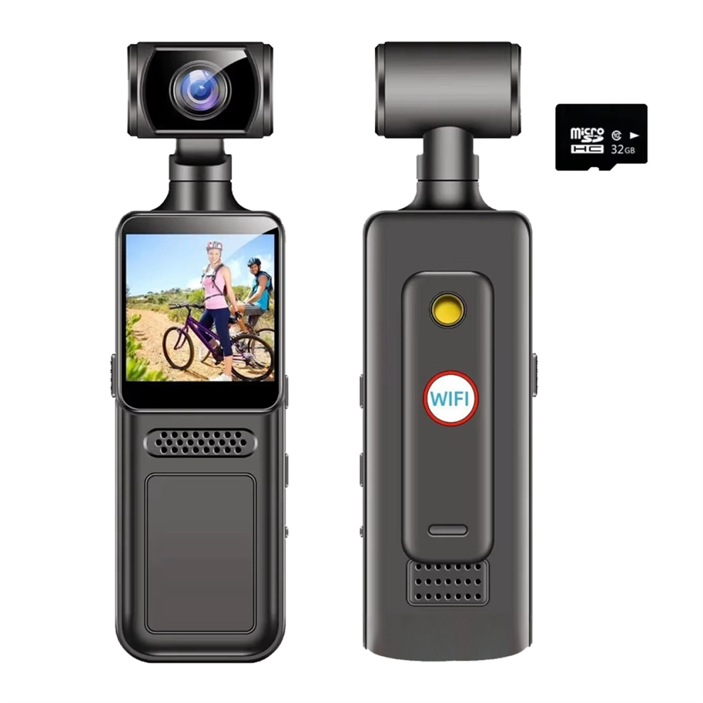 Caméra d'action de poche 4K, caméscope de sport HD, mini caméra Wi-Fi 32 Go