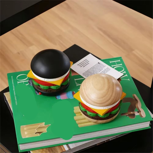Ξύλινο Ημερολόγιο Γραφείου σε Σχήμα Burger, Χρώμα Ξύλου 2