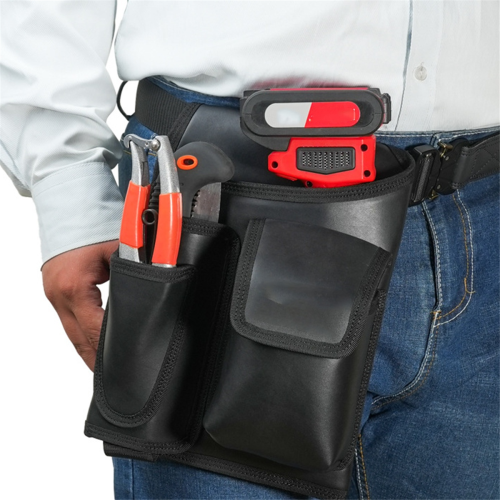 Multi-functional Electrician Tool Bag Portable Leather Tool Waist Bag