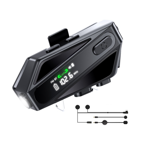 Fone de ouvido Bluetooth para capacete de motocicleta com 2 microfones