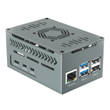 Kotelo Raspberry Pi 5:lle, jossa on 4010 PWM -tuuletin ja kupariset jäähdytyselementit