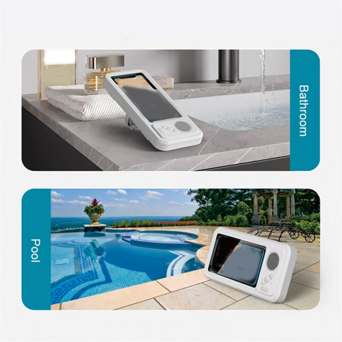 Shower Phone Holder with Bluetooth Speaker IPX4 Waterproof Black 1