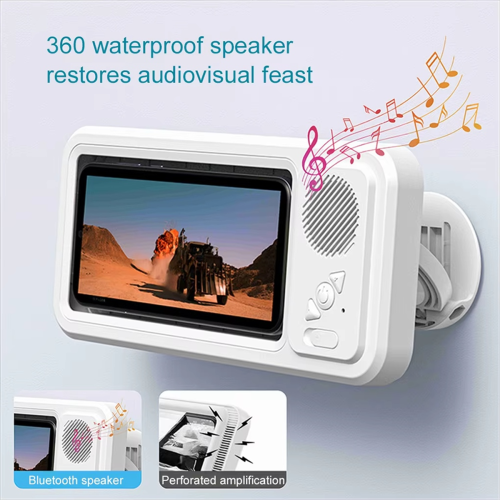 Shower Phone Holder with Bluetooth Speaker IPX4 Waterproof Black 2