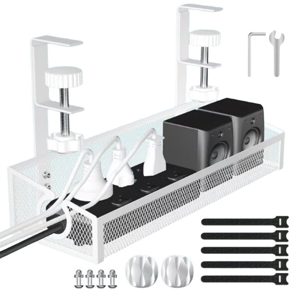 No Drilling Extendable Under Desk Box Tray And Cord Organizer 4853307525853