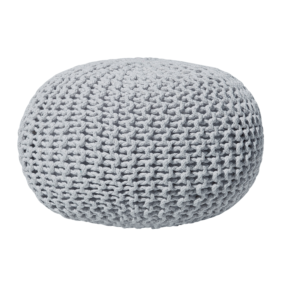 Pouffe CONRAD Cotton Light Grey 40 cm 40 cm 25 cm