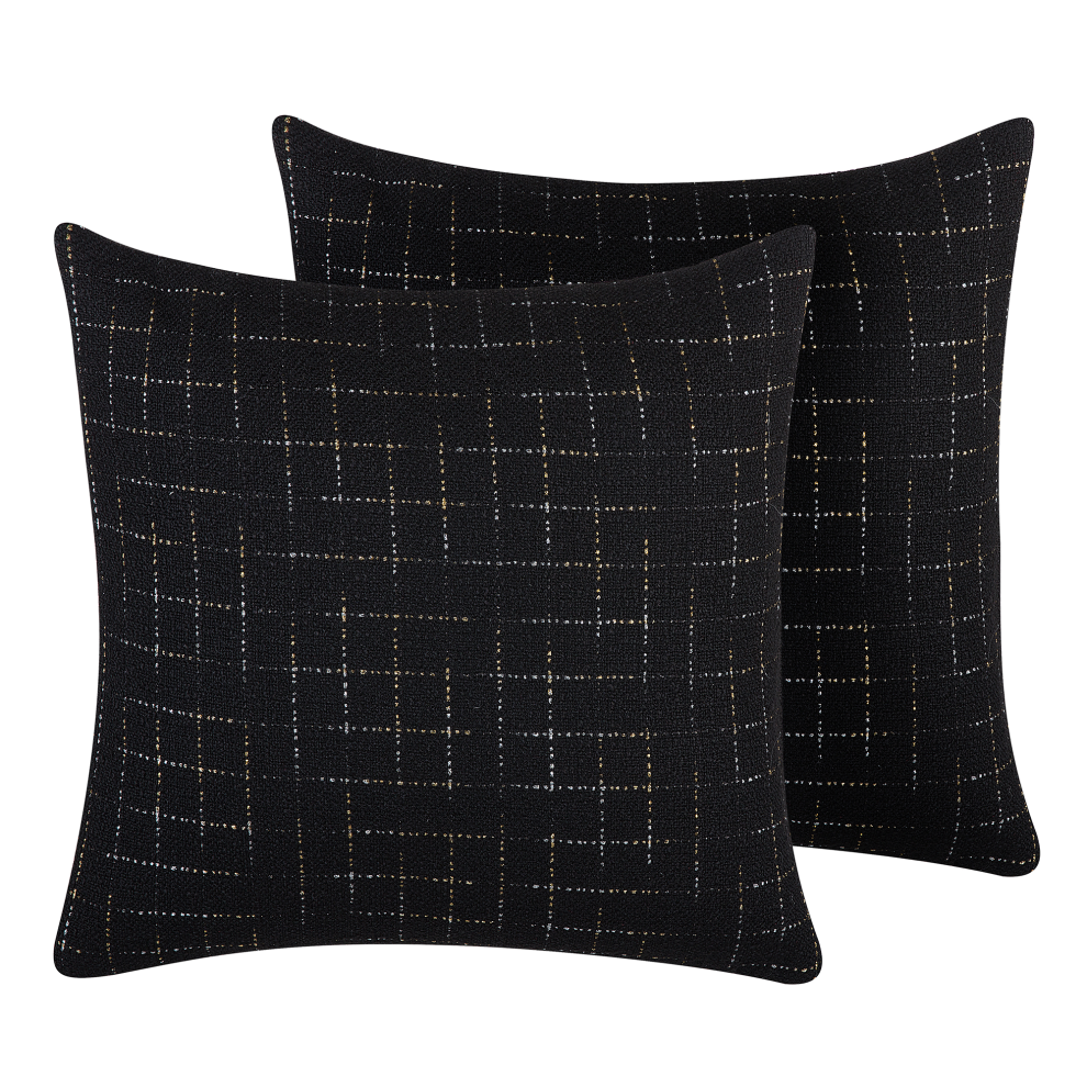 Set of 2 Decorative Cushions BELLFLOWER 45 x 45 cm Black Geometric Pattern