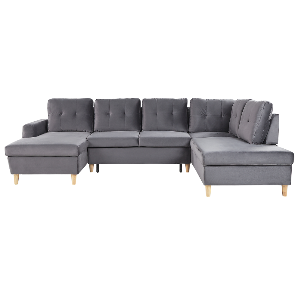 Sofa Bed LERUM Velvet Grey 4 Seater