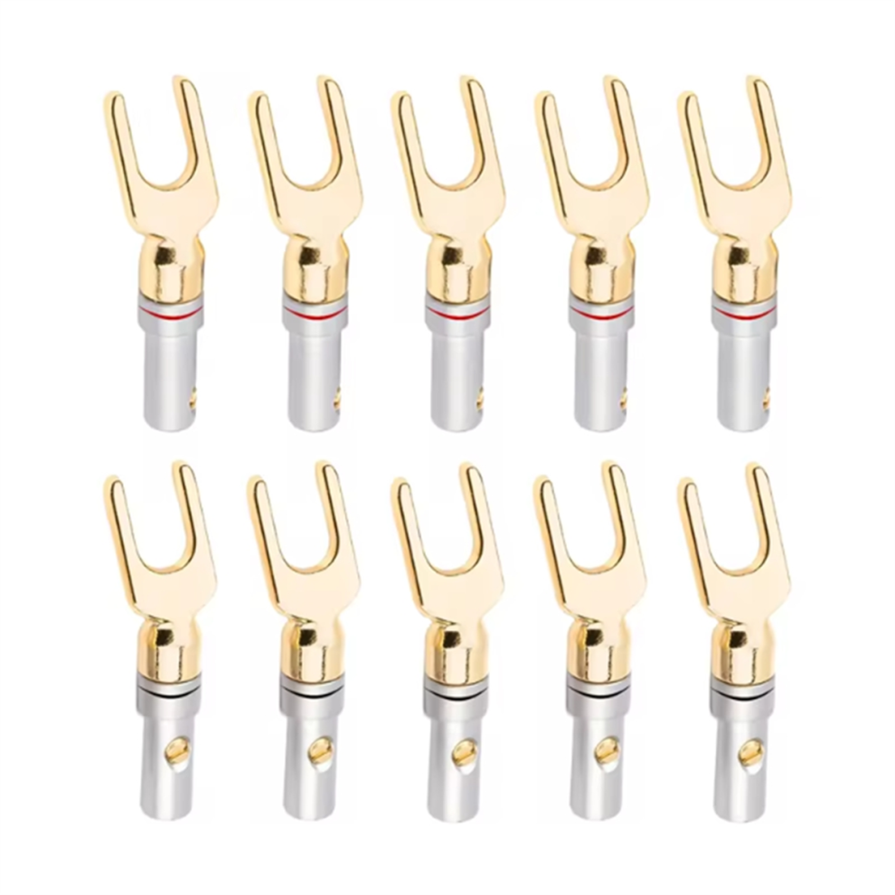 10Pcs Y/ U Type Banana Plugs Speaker Audio Cable Wire Connector 4853307530574