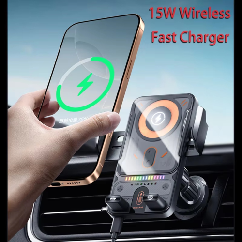 Supporto per telefono da auto wireless con ricarica rapida wireless da 15 W per iPhone B 1