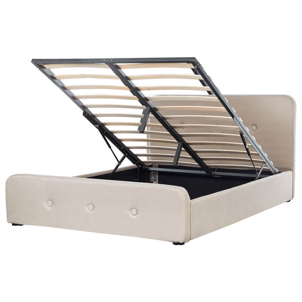 Ottoman Bed Bed Fabric RENNES 160 x 200 cm (EU King Size) Beige