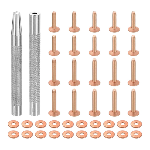 20Set Copper Rivets and Burrs, Solid Leather Copper Rivet Fastener