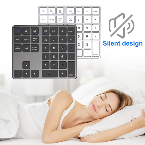 Dual Bluetooth Numeric Keypad 2.4Ghz Wireless Keyboard Grey 2