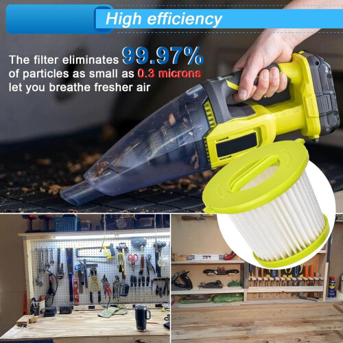 6 Pack PCL700 Filters Replacement for Ryobi ONE+ 18V Handheld Vacuum 1