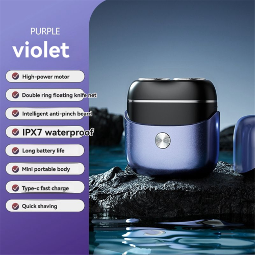 Mini Electric Shaver Portable Rotating Razor for Men Violet 1