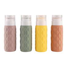 4Pcs 100ml Silikon Reise Flaschen Set für Toilettenartikel Leck Squeezable