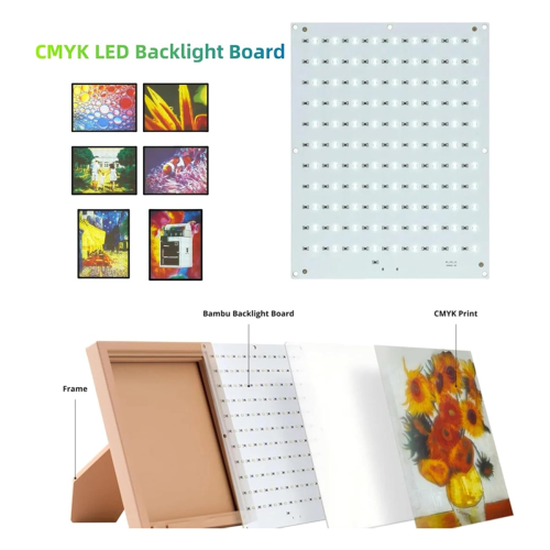 CMYK Lithophane LED-achtergrondverlichtingsset voor Bambu 3D-printer USB C 1