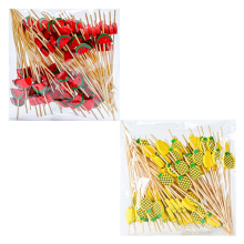 Palitos de bambu, garfos de frutas, palitos de dente artísticos, palitos de coquetel