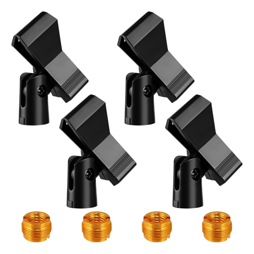 Conjunto de 4 clipes de microfone para suportes ajustáveis com adaptadores