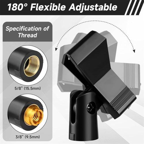 Conjunto de 4 clipes de microfone para suportes ajustáveis com adaptadores 1
