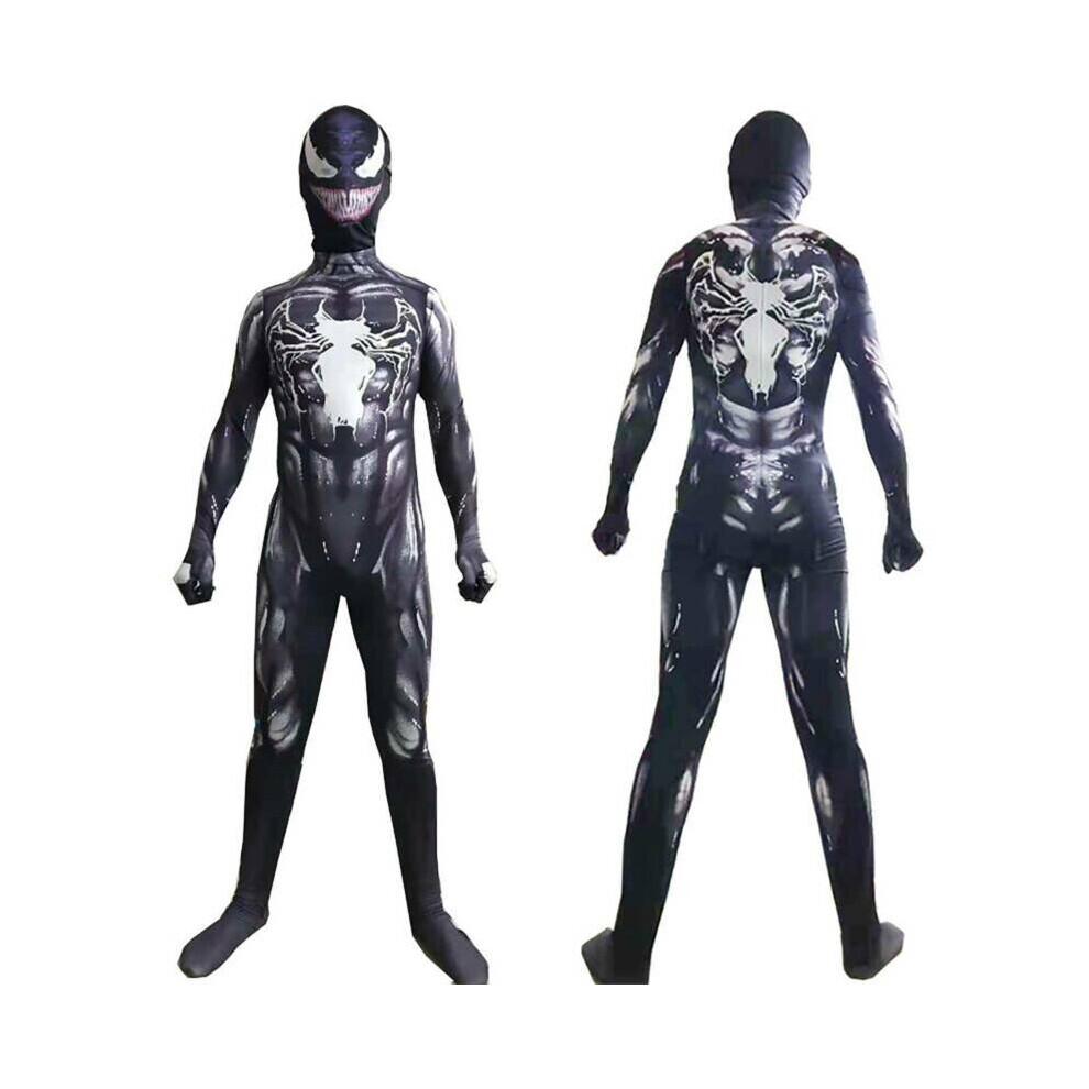 (14-15 ans) enfants garçons Venom noir Spiderman super-héros Cosplay Costume combinaisons combishort
