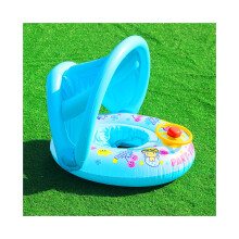 (Μπλε) Float Baby Boat Seat with Shade Canopy Kids Inflatable Swimming Pool Ring Aid