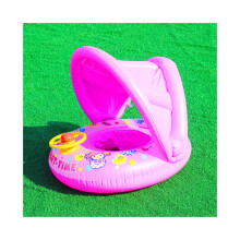 (Ροζ) Float Baby Boat Seat with Shade Canopy Kids Inflatable Swimming Pool Ring Aid