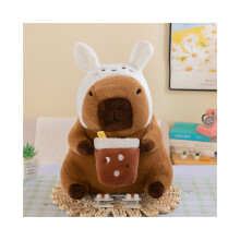 (Λευκό, 45 cm/17,72 ίντσες) Capybara Rabbit βελούδινη κεφαλή με φλιτζ