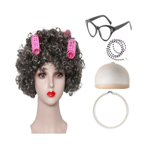 (Σκούρο γκρι σγουρό σετ μπουκλών) Χρώμα Gorgeous Mixed Curly Perg