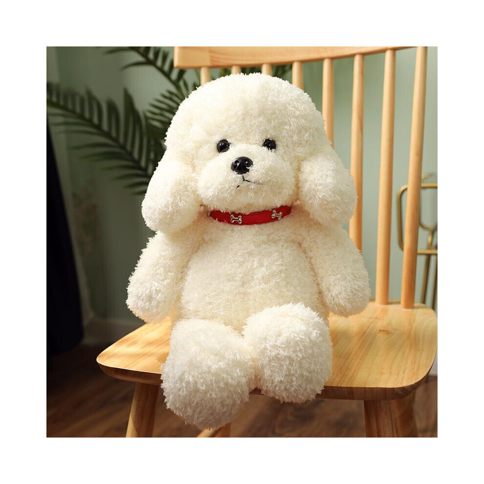 Jouets en peluche chien caniche (blanc, 38cm/14,96 pouces), oreiller, décoration de chambre, ornement,