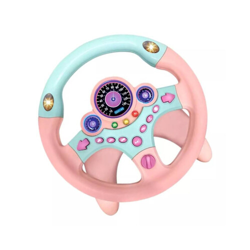 (Ροζ) Pilot Simulation Co Steering Wheel Base Children Car Early Education Toy δώρο