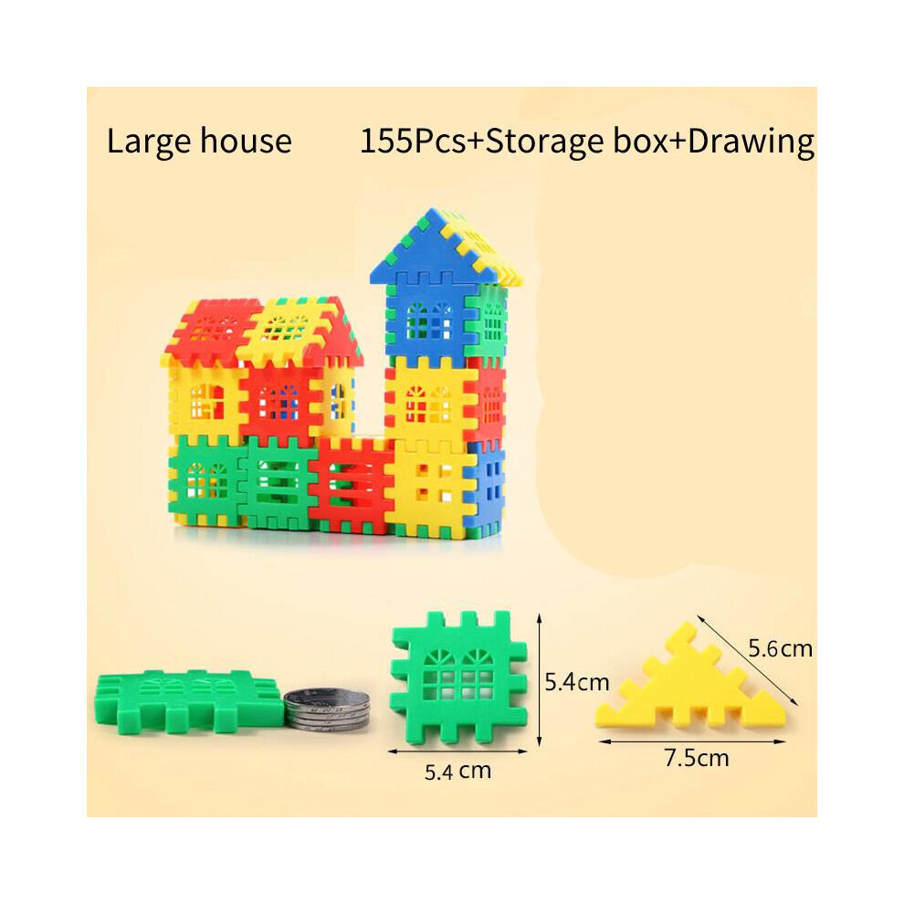 (155 pièces) bloc de construction jouet enfants assemblage jouet éducatif en plastique réutilisable