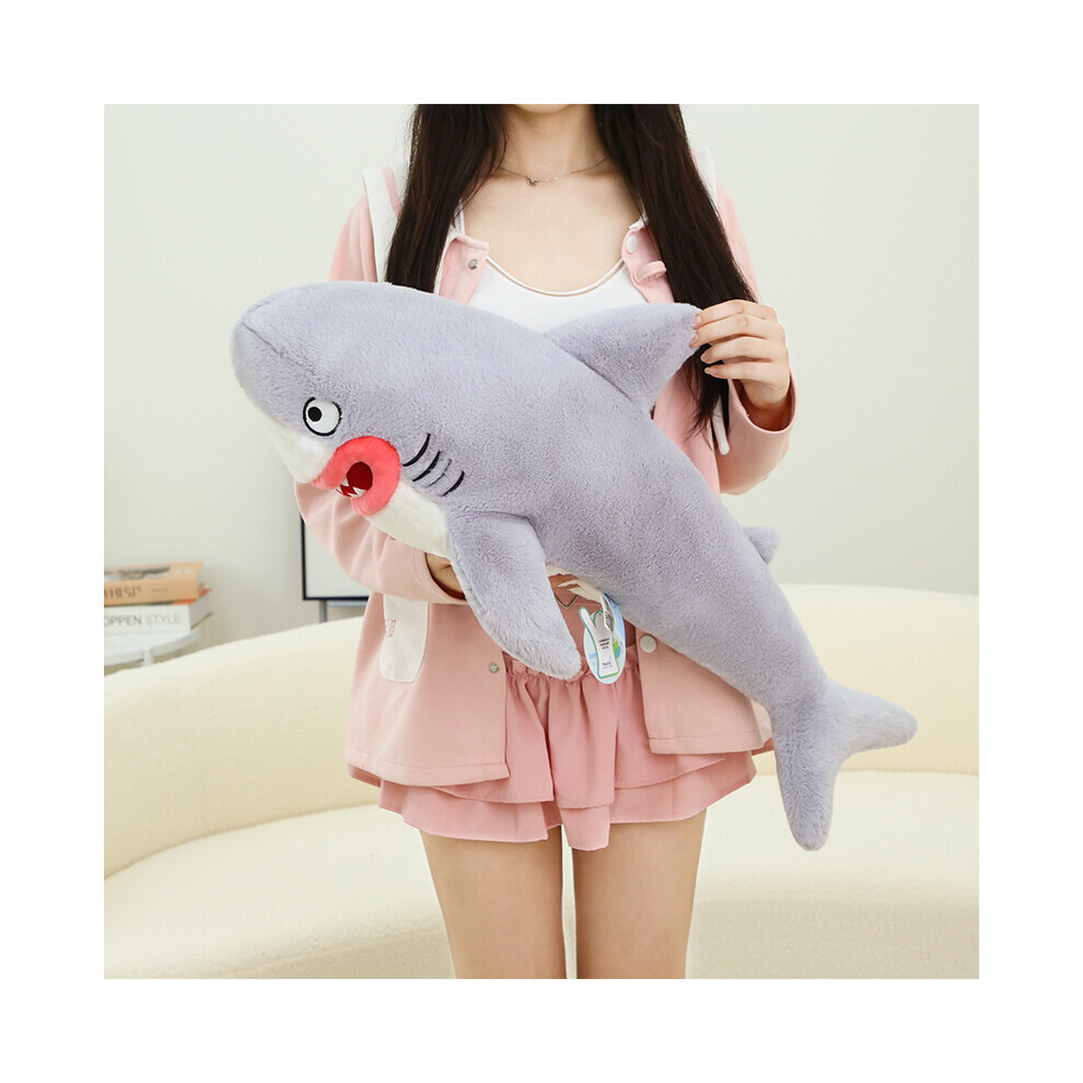(Gris, 85 cm/33,46 pouces) Rouge Dudu Lèvres Dent Géante Requin En Peluche Jouet Mignon Enfants Cadeau
