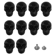 10 peças de conchos de rebite de caveira faça você mesmo para artesanato faça você mesmo, preto