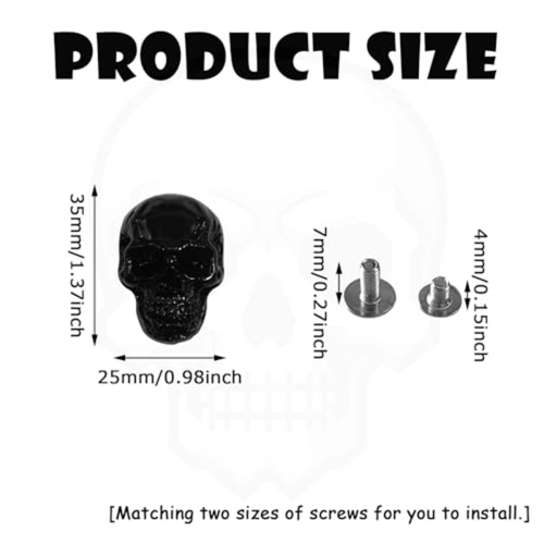 10 Pcs Skull Stud DIY Rivet Conchos for DIY Crafts Making Black 1