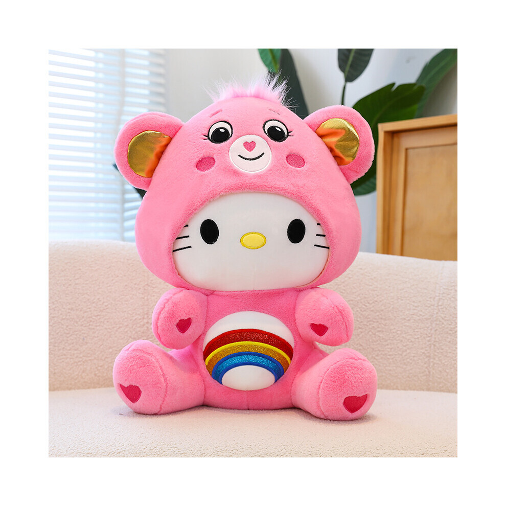 (Chat, 40 cm) Ours en peluche arc-en-ciel en peluche, oreiller animal de dessin animé mignon pour enfants