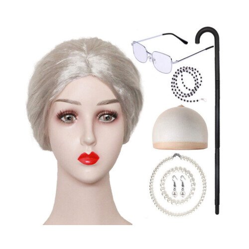 (Silver Bun Set) Bun Silver Chic Σετ περούκας για αποκριάτικες γιορ