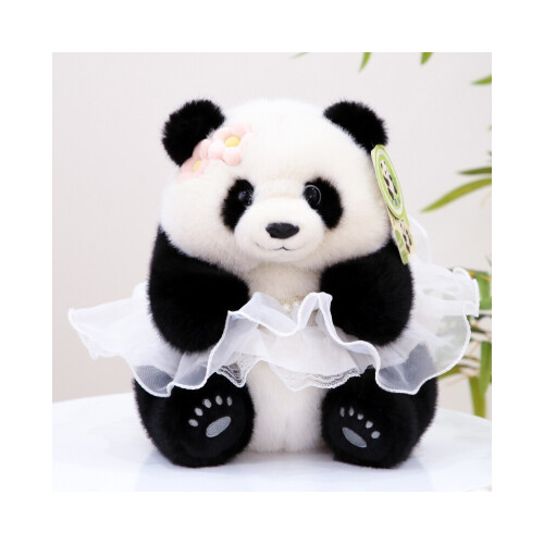 (Μωρό) Princess Panda Baby Μπλε Ροζ Λευκό Φόρεμα Κεφαλή βελούδι