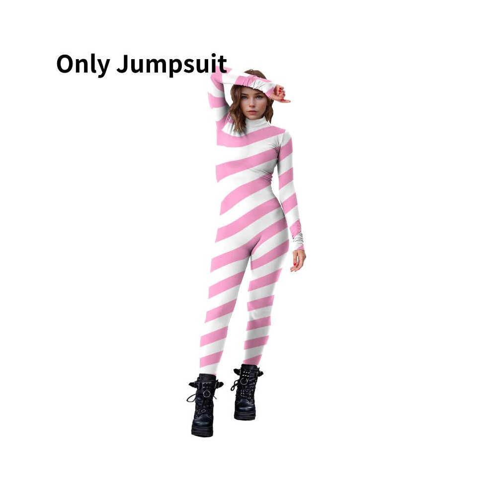 (Rose blanc, XL) Combinaison adulte Catsuit de Noël Déguisement Costume de Noël Body Cosplay