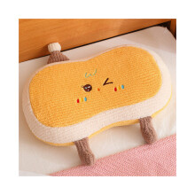 (Amarillo) Patrón Sombrero Sonriente Juguete de Peluche Niña Durmiendo Cojín de Asiento Almohada Muñeca Regalo