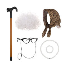 (White Curly Set) Lyhyet hiukset Klassinen peruukkisetti iäkkäille hahmoille upeissa väreissä