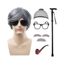 (Harmaa Peruukki Net Black Glasses