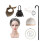 (Ensemble de chignon gris) Perruque de grand-mère courte et polyvalente pour tous les tons de peau, 1