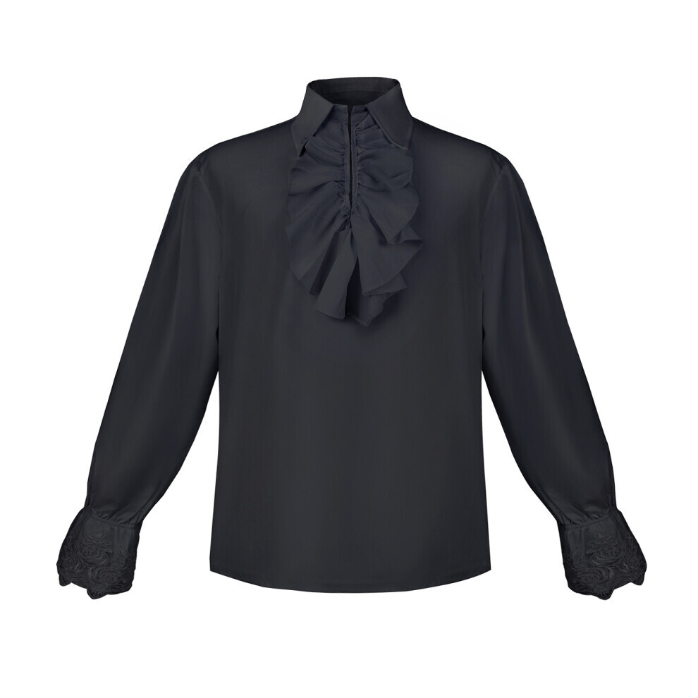 (Noir, S) Âges Moyen Manches Longues Col à Volants Chemise Cosplay Costume Polyester Coton