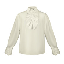 (Beige, M) Âges Moyen Manches Longues Col à Volants Chemise Cosplay Costume Polyester Coton