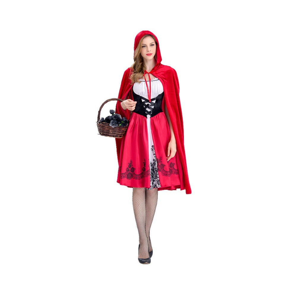 (XL) Tenue à capuche captivante rouge pour femme, idéale pour les événements de jeux de rôle fantastiques