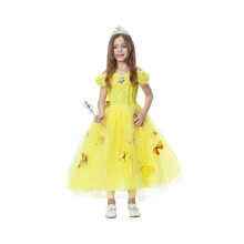 (Jaune, XXL) Costume de fée de conte magique Cendrillon pour filles, idéal pour les événements théâtraux