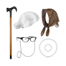(White Bun Set) Lyhyet hiukset Klassinen peruukkisetti iäkkäille hahmoille upeissa väreissä