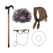 (Tummanharmaa Curly Set Iron) Lyhyet hiukset Klassinen peruukkisetti iäkkäille hahmoille upeissa väreissä